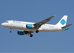 A Jazeera Airways Airbus A320 aircraft in the former livery.