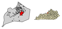 Location of Jeffersontown in Jefferson County, Kentucky.