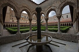 Lavabo in the Cloister of the Monreale Cathedral (Italy).