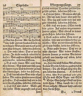 "Lobet den Herren" in Praxis pietatis melica, 1660