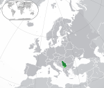Map showing Serbia in Europe