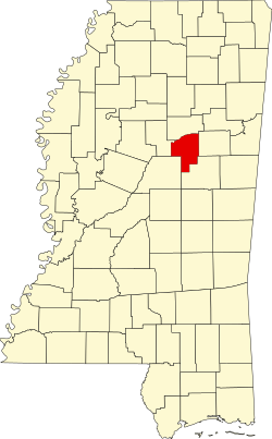 Karte von Choctaw County innerhalb von Mississippi