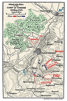 Map is labeled Attack of the Allies on the Camp of Famars.