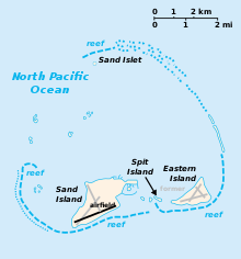 Location on Sand Island. Former runways in gray.
