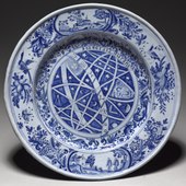 Astrological plate, 44 cm, perhaps with birthchart for "Moderata Durant", late 17th century.[55]