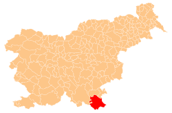 Location of the Municipality of Črnomelj in Slovenia
