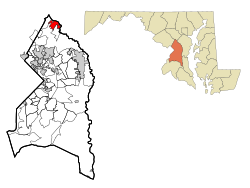 Location of Laurel in Prince George's County and Maryland