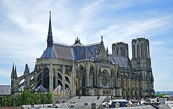Reims Cathedral, begun 1211, from the northeast]