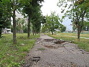 A walkway after Russian artillery strikes. July 2022