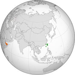 Map indicating locations of Taiwan and Somaliland