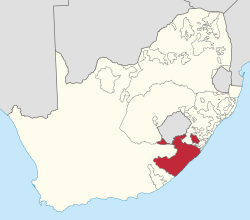 Location of Transkei (red) within South Africa (yellow).