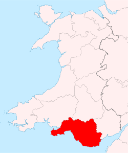 Glamorgan shown within Wales