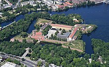 Recent photo of Spandau Fortress showing the water-filled moat and battlements