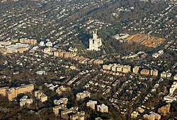 View of Washington National Cathedral and the surrounding Cathedral Heights neighborhood