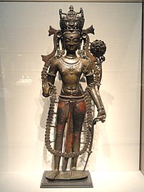 The Bodhisattva Avalokiteshvara. Brass alloy with copper and tin inlay. Western Tibet, 11th century