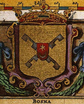 1668 representation by Joan Blaeu of Coat of arms of the Kingdom of Bosnia from 1595 Korenić-Neorić Armorial