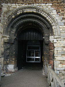 The portal of Colchester Castle, England.