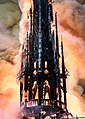 Spire of Notre-Dame de Paris on fire