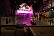 The view from a ride vehicle on "The Great Movie Ride", showing the ride path and limited driving controls