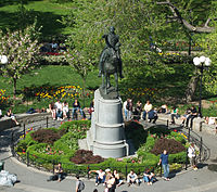 Henry Kirke Brown's 1856 Equestrian statue of George Washington in Union Square commemorates Washington's entrance to the city on Evacuation Day