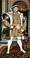 Staatsporträt Heinrichs VIII.ohne Herrschaftsinsignien, vor einer Triumphbogen- architektur
