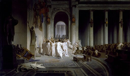 "The Death of Caesar" by Jean-Léon Gérôme, a highly successful academic history painter from the Second Empire.