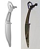 Karasuk vs Shang horned animal blades 13th-11th century BCE.[34][11]