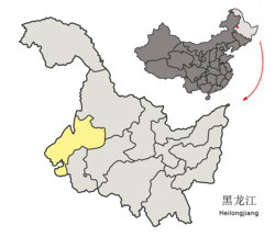 Location of Qiqihar City in Heilongjiang