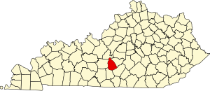 Map of Kentucky highlighting Green County