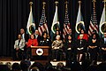 First Lady Michelle Obama and Secretary of the Interior Ken Salazar, joined by some of the department's longest-serving employees on stage, thanked all employees for their service at a ceremony at Sidney R. Yates Auditorium at Main Interior.