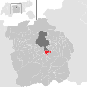 Lage der Gemeinde Patsch (Tirol) im Bezirk Innsbruck-Land (anklickbare Karte)