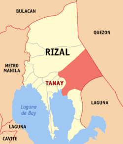 Map of Rizal with Tanay highlighted