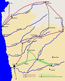 Map showing the different troop movements.