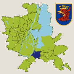Location of Zdroje within Szczecin