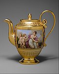 Teapot (théière Asselin), part of a breakfast service (déjeuner); 1813; hard-paste porcelain; height (with handle): 20.5 cm; Metropolitan Museum of Art (New York City)