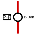 Darstellung einer öffentlichen Verkehrslinie mit P+R-Verknüpfungspunkt