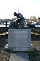 Tourism monument in Spaarndam, created in 1950, which reads: "Dedicated to our youth to honor the boy who symbolizes the perpetual struggle of Holland against the water"
