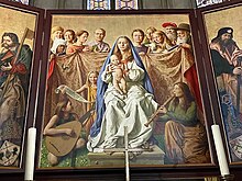Thronende Maria mit Jesuskind. Auftragsarbeit als Ersatz für eine zerstörte Altartafel von Lucas Cranach d. Ä. mit zeitgenössischen Modellen