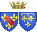 Arms of Bathilde as Duchess of Bourbon, Princess of Condé mother of Louis de Bourbon-Condé, Duc d'Enghien