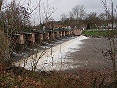 The dam on the River Bruche that feeds the canal