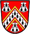 couple closes (or couple closed)—Gules; a chevron ermine, couple closed [between two couple closes] or, between three escallops of the second [ermine]—Browne, England