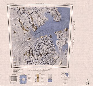 Topographische Karte mit der Cobham Range (links der Mitte)