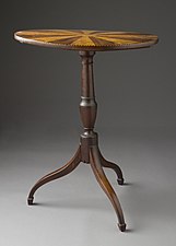 Candlestand; 1790–1800; mahogany, birch, and various inlays; 107 x 49.21 x 48.9 cm; Los Angeles County Museum of Art