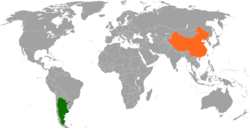 Map indicating locations of Argentina and China