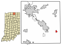 Location of Millersburg in Elkhart County, Indiana.