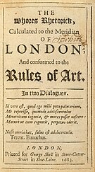 Title page, showing details of The Whore's Rhetorick