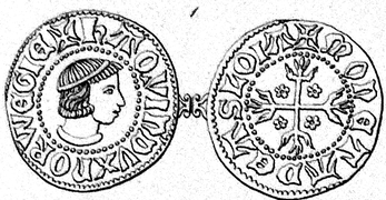 Pfennig-Münze Håkon Magnussons in seiner Zeit als Herzog.