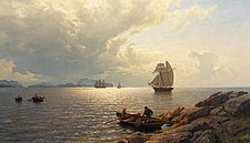 Hans Gude, Sailing into Oslo Fiord, 1872