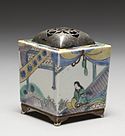Arita ware incense burner (kōro) with domestic scenes, late Edo period/early Meiji period, 19th century