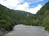 Kuri Chu river flowing below the Lhuentse Dzong
